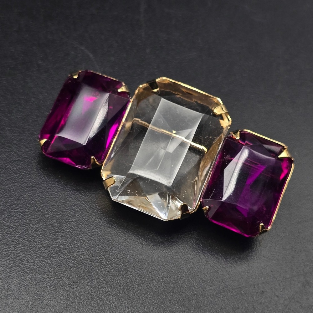 Avon 1985 Fashion Facets Brooch Pink Rhinestone Acrylic Vintage Jewelry